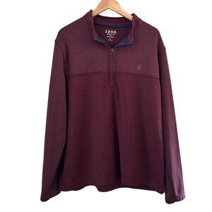 Izod Golf Mens Maroon Mock Neck 1/4 Zip Long Sleeve Pullover T-Shirt Size XL